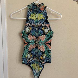 Free People Tropical Print Bodysuit